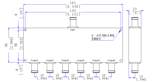 470～860 MHz TNC Female 6 Way Power Divider 50 Ohm Wide-Band Signal Splitter