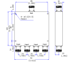 500～6000 MHz N  Female 4  Way Power Divider 50 Ohm Wide-Band Signal Splitter