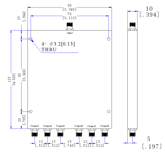 500～3000 MHz SMA  Female 6  Way Power Divider 50 Ohm Wide-Band Signal Splitter