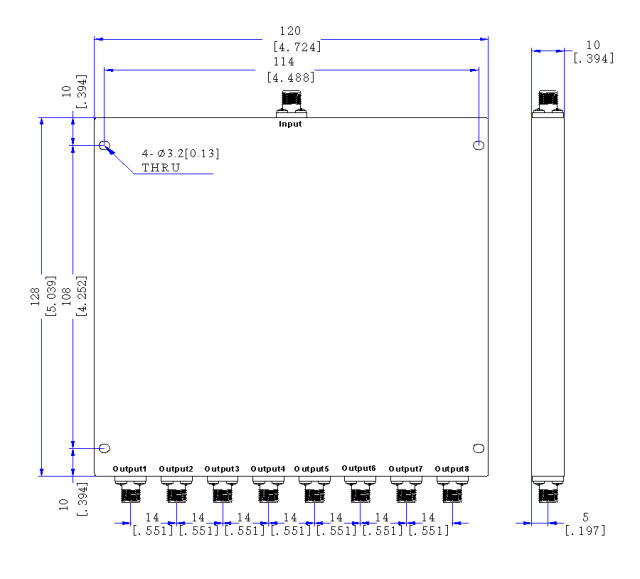 500～8500 MHz SMA Female 8 Way Power Divider 50 Ohm Wide-Band Signal Splitter