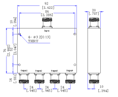 555～3400 MHz N Female 4 Way Power Divider 50 Ohm Wide-Band Signal Splitter