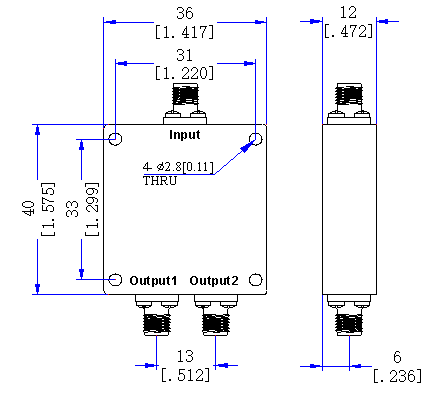 698～2700 MHz SMA Female 2 Way Power Divider 50 Ohm Wide-Band Signal Splitter