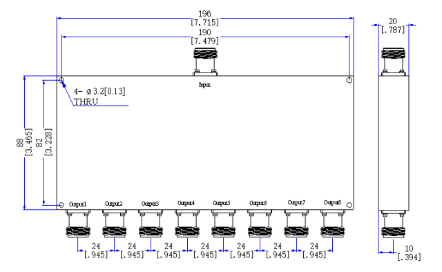 698～2700 MHz N Female 8 Way Power Divider 50 Ohm Wide-Band Signal Splitter