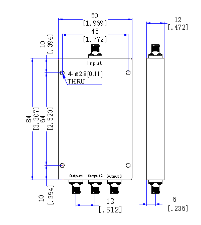 698～2700 MHz SMA Female 3 Way Power Divider 50 Ohm Wide-Band Signal Splitter