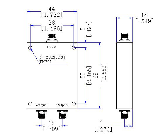 698～3800 MHz SMA Female 2 Way Power Divider 50 Ohm Wide-Band Signal Splitter