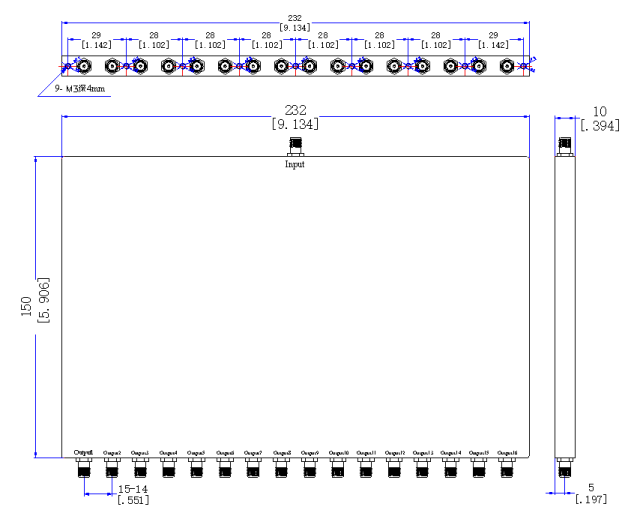 600～8000 MHz SMA Female 16 Way Power Divider 50 Ohm Wide-Band Signal Splitter