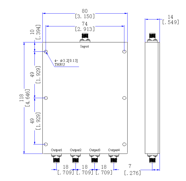 698～3800 MHz SMA Female 3 Way Power Divider 50 Ohm Wide-Band Signal Splitter