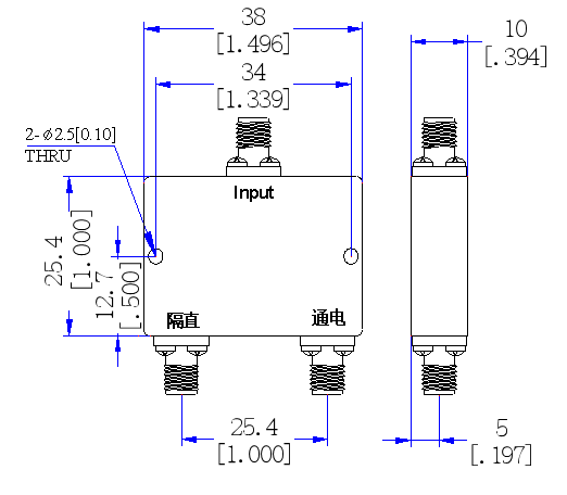 800～2200 MHz SMA Female 2 Way Power Divider 50 Ohm Wide-Band Signal Splitter