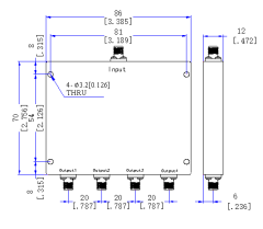 800～3000 MHz SMA Female 4 Way Power Divider 50 Ohm Wide-Band Signal Splitter