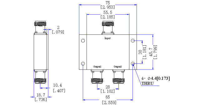 800～2700  MHz SMA Female 2 Way Power Divider 50 Ohm Wide-Band Signal Splitter