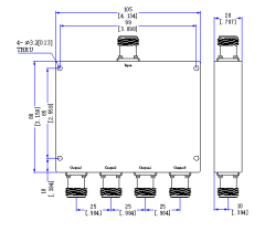 800～2700  MHz N Female 4 Way Power Divider 50 Ohm Wide-Band Signal Splitter