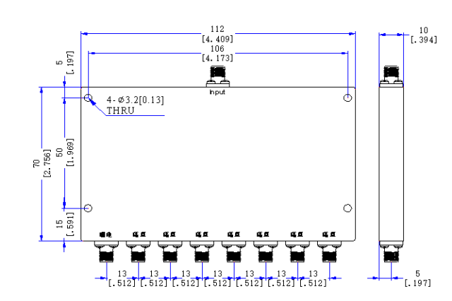 800～2700  MHz SMA Female 8 Way Power Divider 50 Ohm Wide-Band Signal Splitter