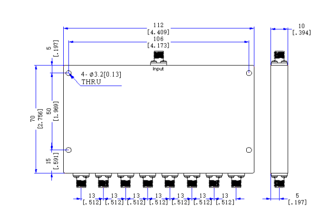 800～2700  MHz SMA Female 8 Way Power Divider 50 Ohm Wide-Band Signal Splitter