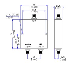 900～4000 MHz SMA Female 2 Way Power Divider 50 Ohm Wide-Band Signal Splitter