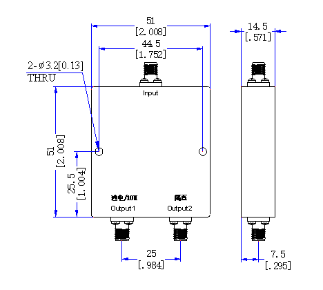 900～4000 MHz SMA Female 2 Way Power Divider 50 Ohm Wide-Band Signal Splitter