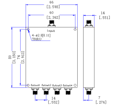 800～6000 MHz SMA Female 4 Way Power Divider 50 Ohm Wide-Band Signal Splitter