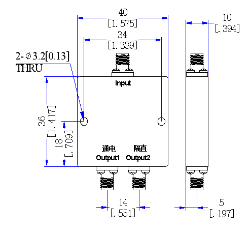 900～4000 MHz SMA Female 2 Way Power Divider 50 Ohm Wide-Band Signal Splitter