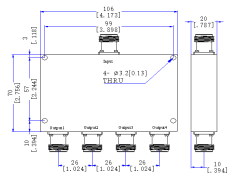 950～2150 MHz N Female 4 Way Power Divider 50 Ohm Wide-Band Signal Splitter