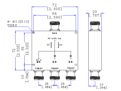 950～2150 MHz N Female 3 Way Power Divider 50 Ohm Wide-Band Signal Splitter
