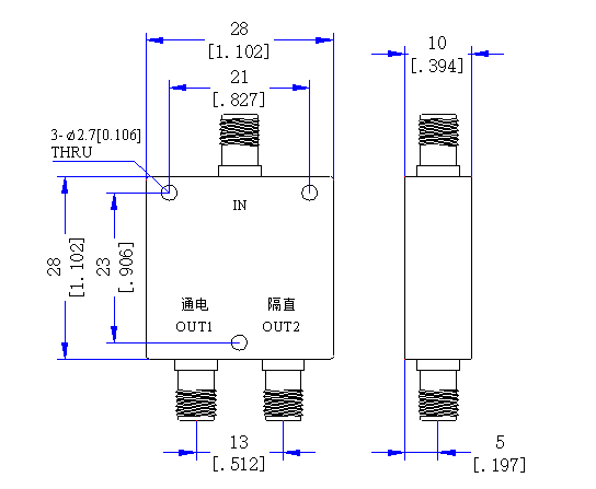 950～3000 MHz SMA Female 2 Way Power Divider 50 Ohm Wide-Band Signal Splitter
