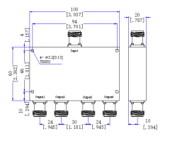 950～4000 MHz N Female 4 Way Power Divider 50 Ohm Wide-Band Signal Splitter