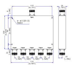 1000～3000 MHz  N Female 5 Way Power Divider 50 Ohm Wide-Band Signal Splitter