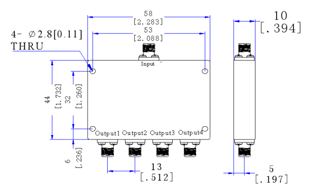 1000～2000 MHz SMA Female 4 Way Power Divider 50 Ohm Wide-Band Signal Splitter