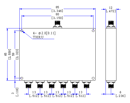 1100～1700  MHz SMA  Female 6 Way Power Divider 50 Ohm Wide-Band Signal Splitter