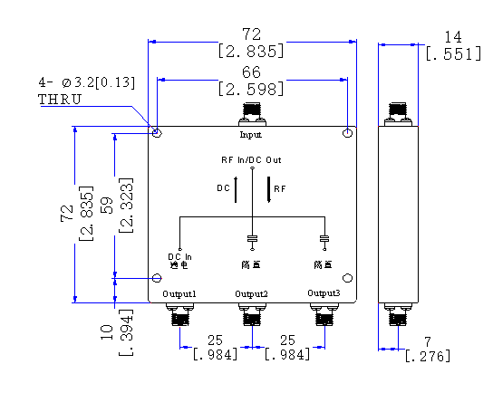 1100～1700  MHz SMA  Female 3 Way Power Divider 50 Ohm Wide-Band Signal Splitter