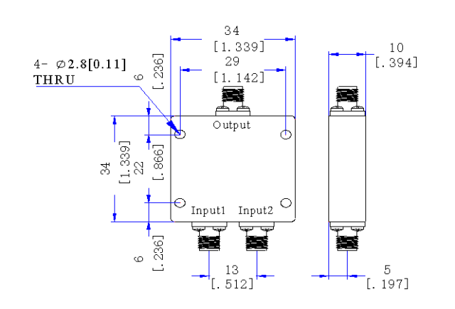 1100～1600  MHz SMA Female 2 Way Power Divider 50 Ohm Wide-Band Signal Splitter