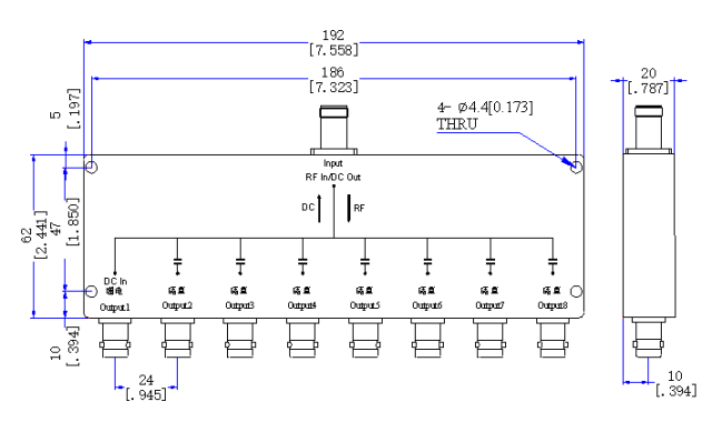1100～1700  MHz TNC  Female BNC-Female 8 Way Power Divider 50 Ohm Wide-Band Signal Splitter
