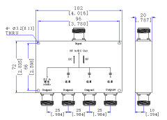 1100～2600 MHz N Female 4 Way Power Divider 50 Ohm Wide-Band Signal Splitter