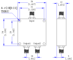1700～6000 MHz SMA Female 2 Way Power Divider 50 Ohm Wide-Band Signal Splitter