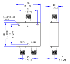 1710～2900 MHz SMA Female 2 Way Power Divider 50 Ohm Wide-Band Signal Splitter