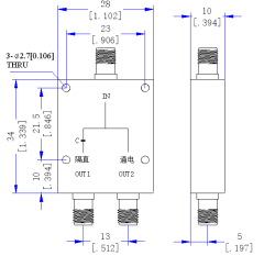 2000～4000 MHz SMA Female 2 Way Power Divider 50 Ohm Wide-Band Signal Splitter