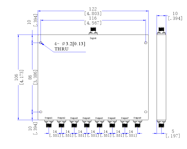 2000～4000 MHz SMA Female 8 Way Power Divider 50 Ohm Wide-Band Signal Splitter