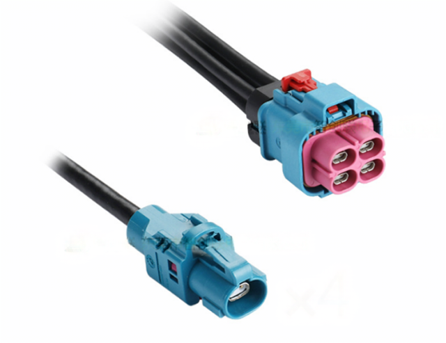 H-MTD four cavity female E6K14D-1xxZ5-y to single cavity female E6K10A-1xxZ5-y wire harness
