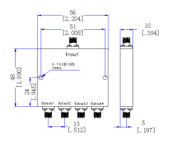 2000～6000 MHz SMA Female 4 Way Power Divider 50 Ohm Wide-Band Signal Splitter