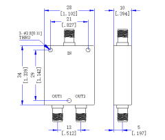 1700~9000 MHz SMA Female 2  Way Power Divider 50 Ohm Wide-Band Signal Splitter