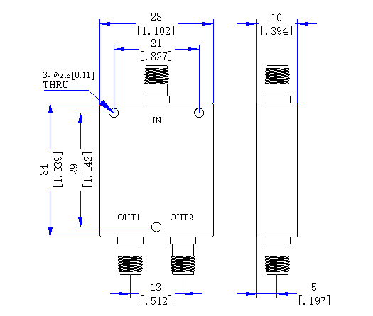 1700~9000 MHz SMA Female 2  Way Power Divider 50 Ohm Wide-Band Signal Splitter