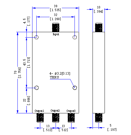 2000～18000 MHz SMA Female 3 Way Power Divider 50 Ohm Wide-Band Signal Splitter