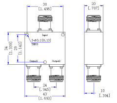 2700～2900 MHz N Female 2  Way Power Divider 50 Ohm Wide-Band Signal Splitter