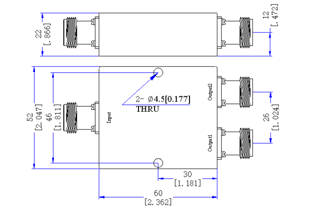 2700～2900 MHz N Female 2  Way Power Divider 50 Ohm Wide-Band Signal Splitter