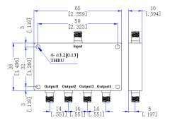 10500～15000 MHz SMA Female 4 Way Power Divider 50 Ohm Wide-Band Signal Splitter