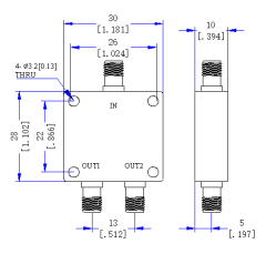 3000～7000 MHz SMA Female 2  Way Power Divider 50 Ohm Wide-Band Signal Splitter