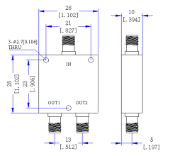 5800～6800 MHz SMA Female 2 Way Power Divider 50 Ohm Wide-Band Signal Splitter