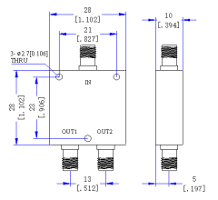6000～9000 MHz SMA Female 2 Way Power Divider 50 Ohm Wide-Band Signal Splitter