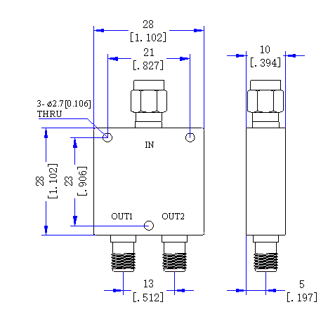8000～8500 MHz SMA Female SMA Male 2 Way Power Divider 50 Ohm Wide-Band Signal Splitter