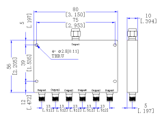 8000～8500 MHz SMA Female SMA Male 6 Way Power Divider 50 Ohm Wide-Band Signal Splitter