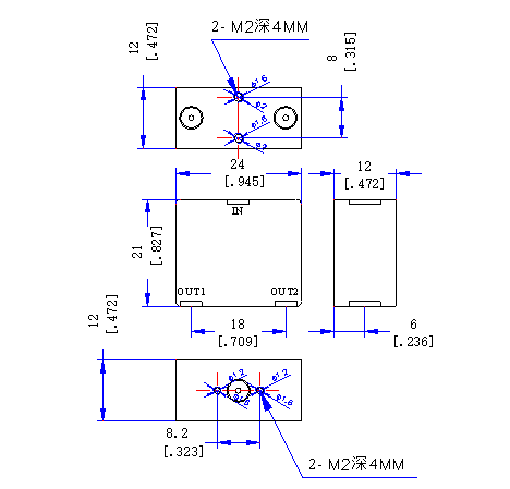 8000～12000 MHz SMP Female 2 Way Power Divider 50 Ohm Wide-Band Signal Splitter